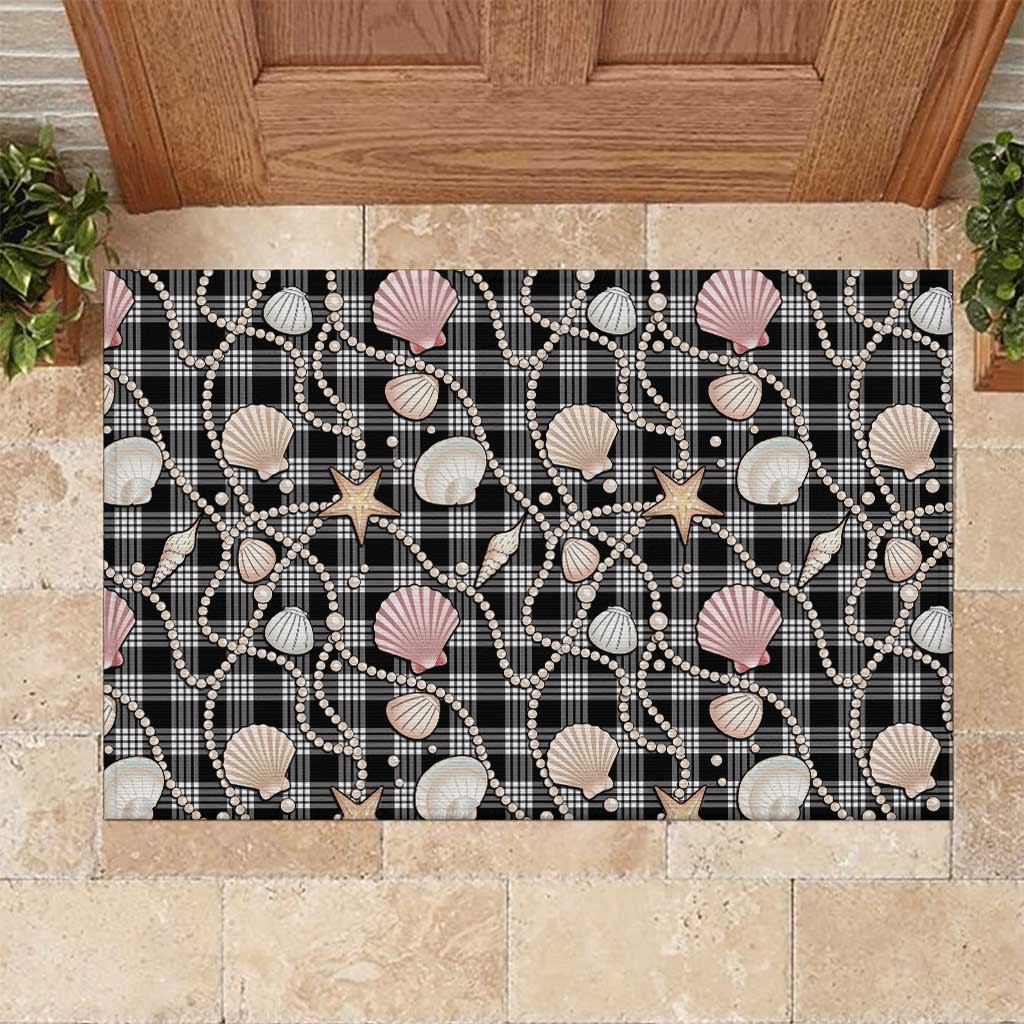 Hawaiian Ocean Seashells Rubber Doormat Black Palaka Pattern LT01 Black - Polynesian Pride