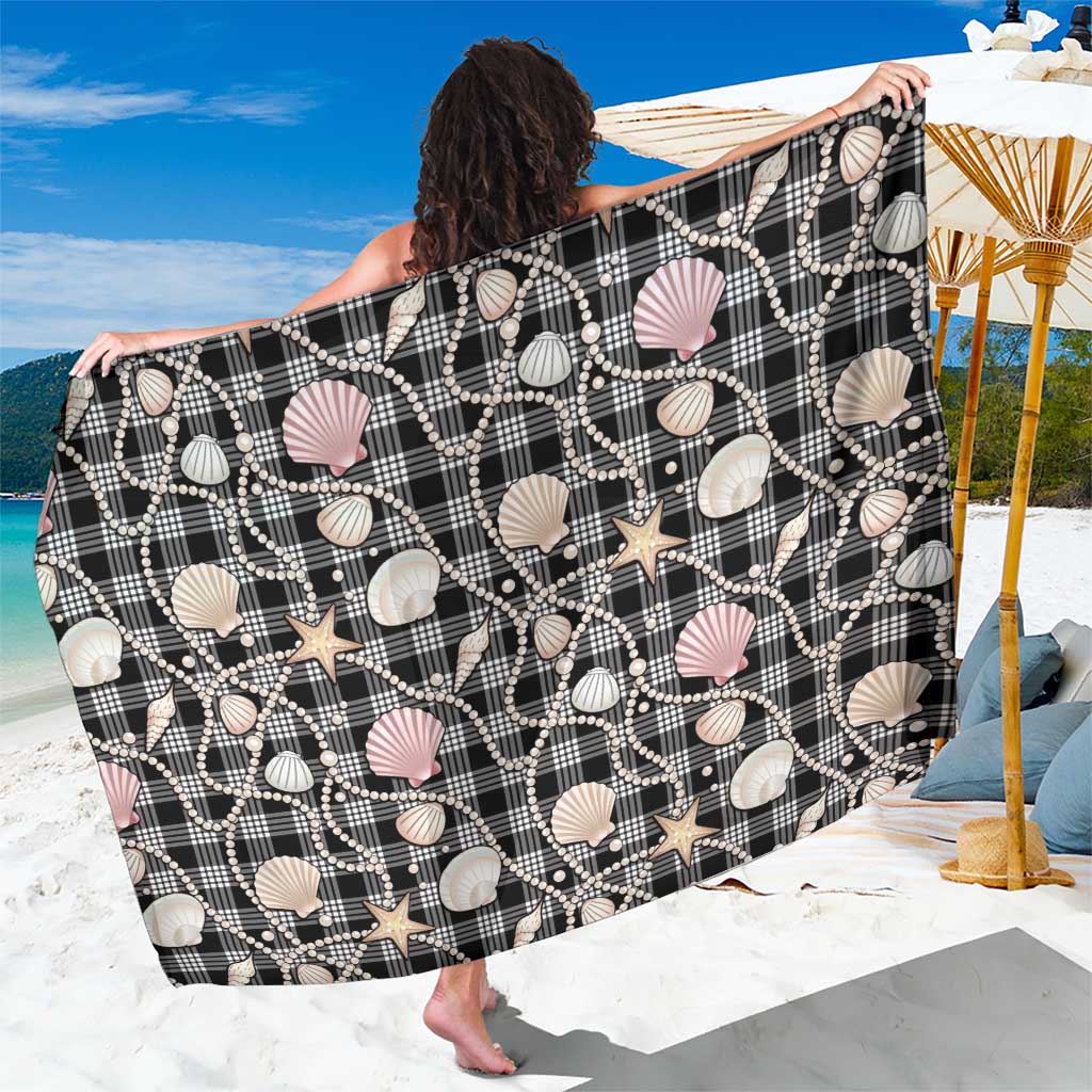 Hawaiian Ocean Seashells Sarong Black Palaka Pattern LT01 One Size 44 x 66 inches Black - Polynesian Pride