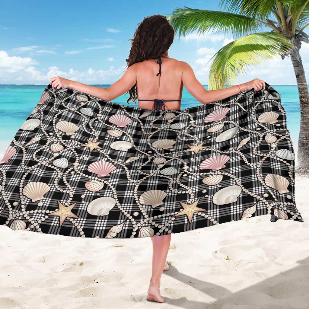 Hawaiian Ocean Seashells Sarong Black Palaka Pattern LT01 - Polynesian Pride