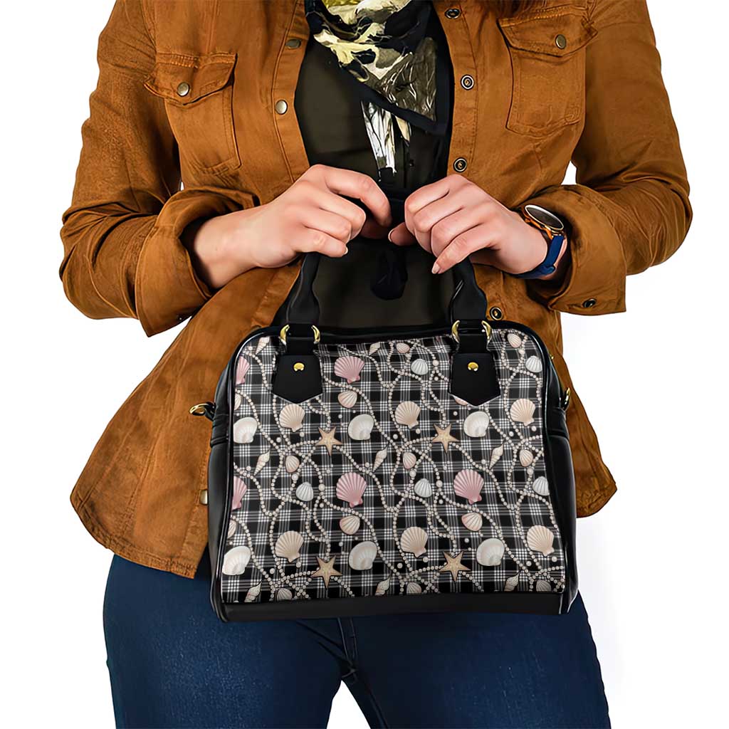 Hawaiian Ocean Seashells Shoulder Handbag Black Palaka Pattern LT01 - Polynesian Pride