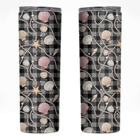 Hawaiian Ocean Seashells Skinny Tumbler Black Palaka Pattern LT01 Black - Polynesian Pride