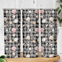 Hawaiian Ocean Seashells Skinny Tumbler Black Palaka Pattern LT01 - Polynesian Pride