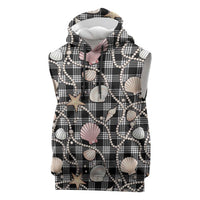 Hawaiian Ocean Seashells Sleeveless Hoodie Black Palaka Pattern LT01 Black - Polynesian Pride