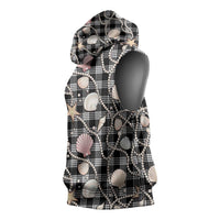 Hawaiian Ocean Seashells Sleeveless Hoodie Black Palaka Pattern LT01 - Polynesian Pride