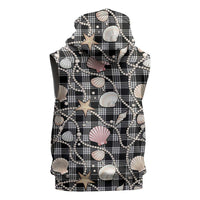 Hawaiian Ocean Seashells Sleeveless Zip Hoodie Black Palaka Pattern LT01 - Polynesian Pride
