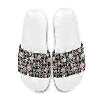 Hawaiian Ocean Seashells Slide Sandals Black Palaka Pattern LT01 Black - Polynesian Pride