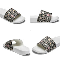 Hawaiian Ocean Seashells Slide Sandals Black Palaka Pattern LT01 - Polynesian Pride
