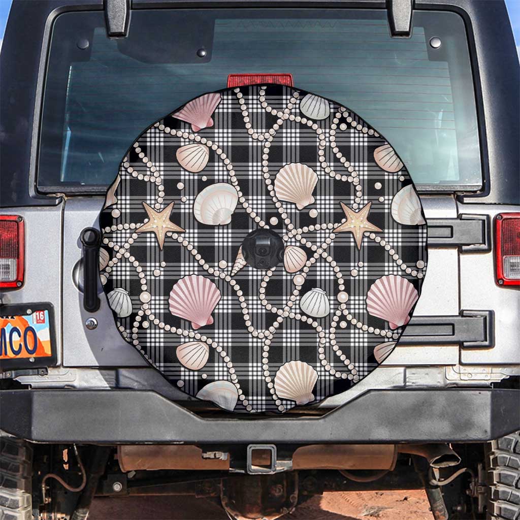 Hawaiian Ocean Seashells Spare Tire Cover Black Palaka Pattern LT01 Black - Polynesian Pride