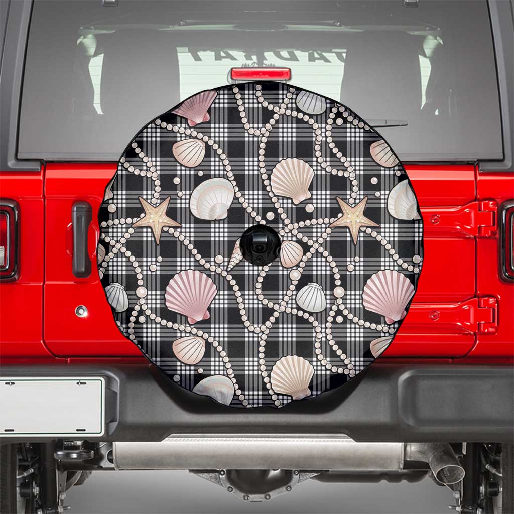 Hawaiian Ocean Seashells Spare Tire Cover Black Palaka Pattern LT01 - Polynesian Pride