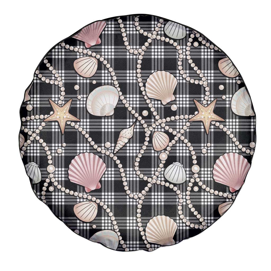 Hawaiian Ocean Seashells Spare Tire Cover Black Palaka Pattern LT01 - Polynesian Pride