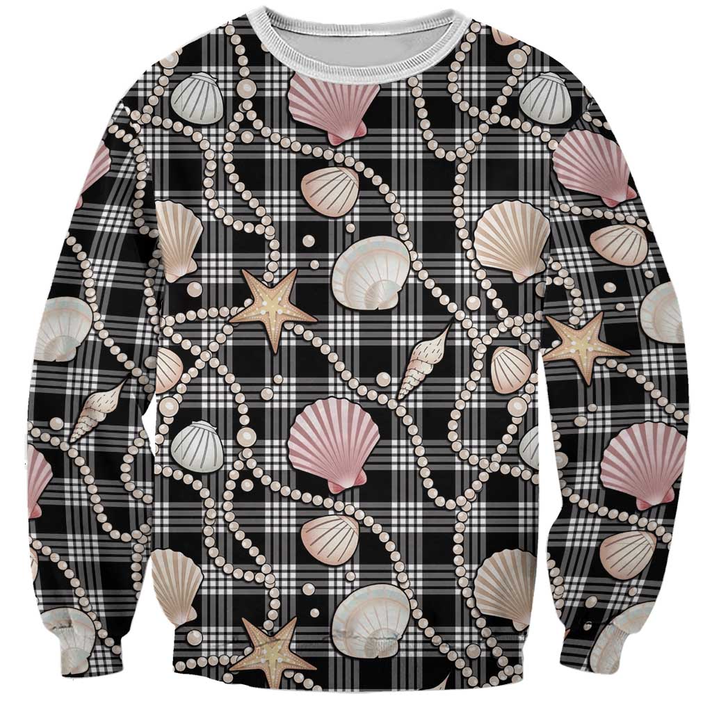Hawaiian Ocean Seashells Sweatshirt Black Palaka Pattern LT01 Unisex Black - Polynesian Pride
