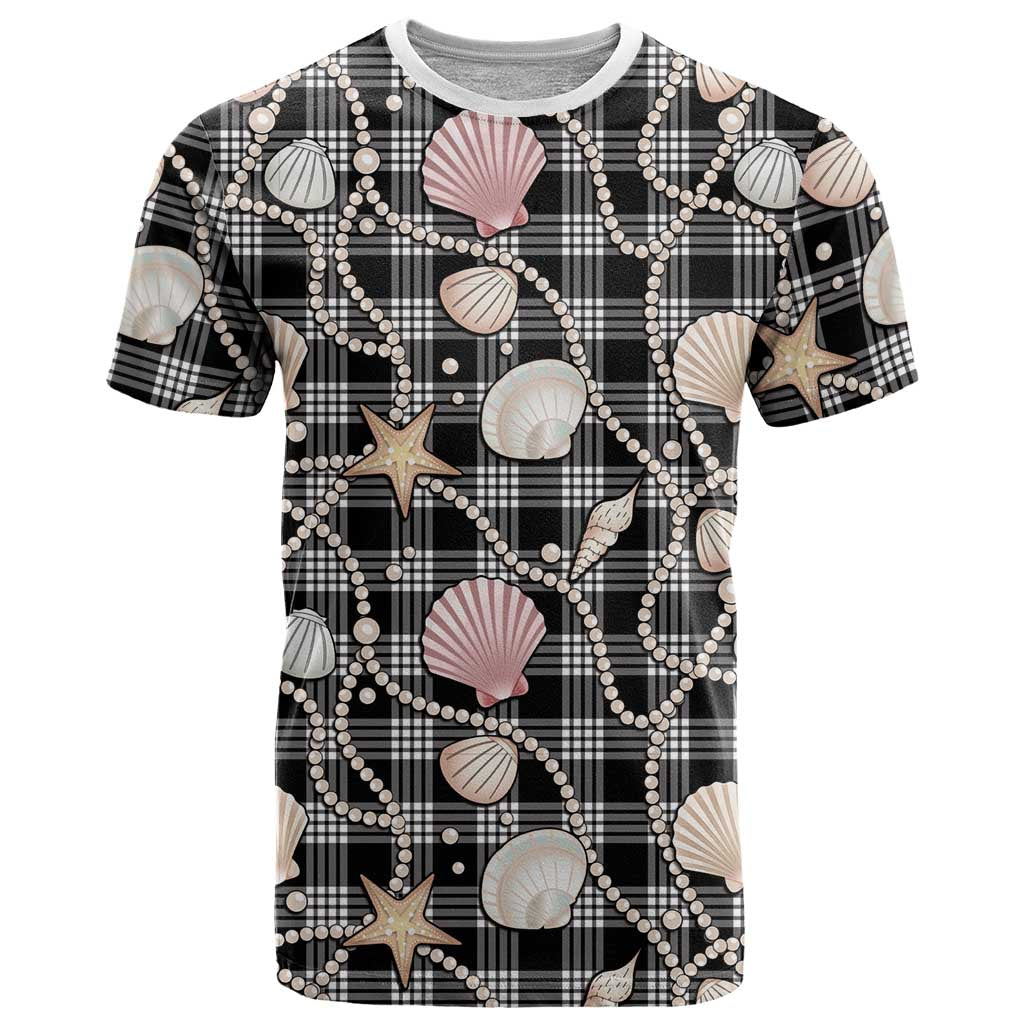 Hawaiian Ocean Seashells T Shirt Black Palaka Pattern LT01 Black - Polynesian Pride