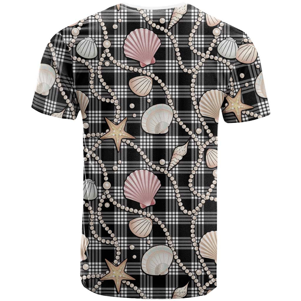 Hawaiian Ocean Seashells T Shirt Black Palaka Pattern LT01 - Polynesian Pride