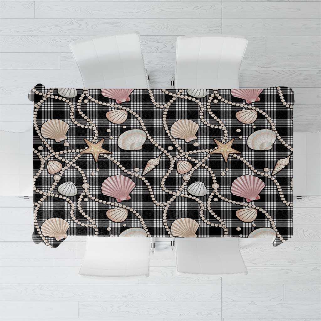 Hawaiian Ocean Seashells Tablecloth Black Palaka Pattern LT01 Black - Polynesian Pride
