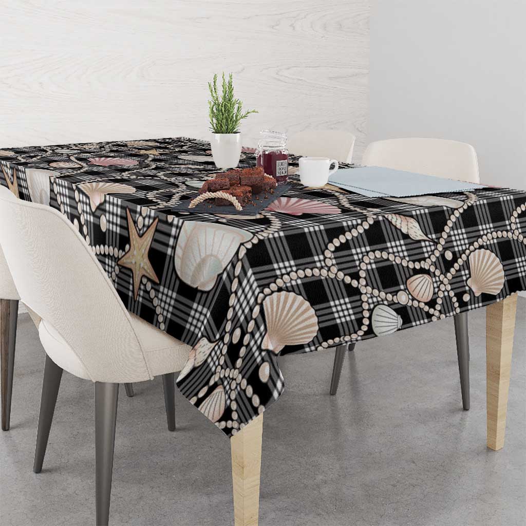Hawaiian Ocean Seashells Tablecloth Black Palaka Pattern LT01 - Polynesian Pride