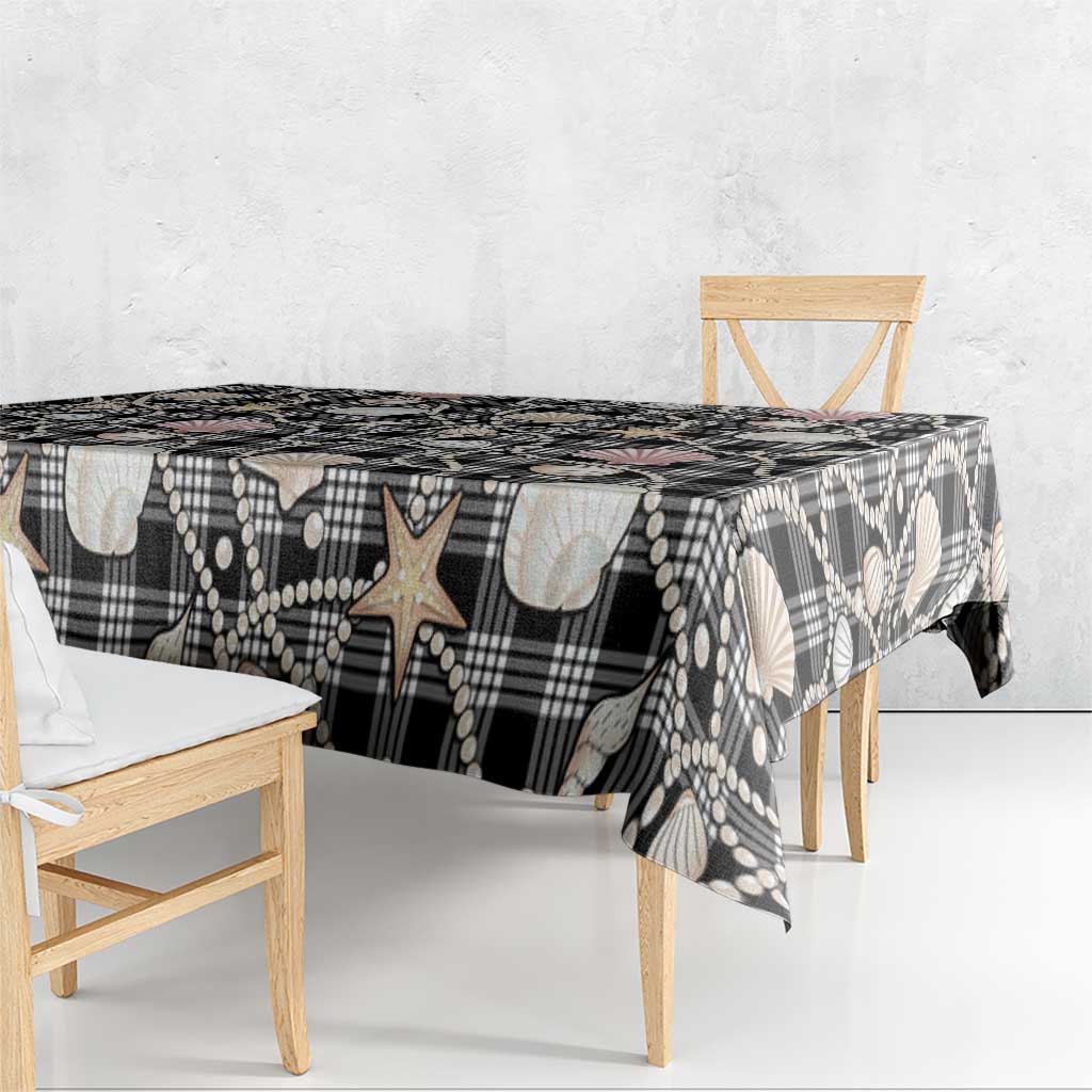 Hawaiian Ocean Seashells Tablecloth Black Palaka Pattern LT01 - Polynesian Pride