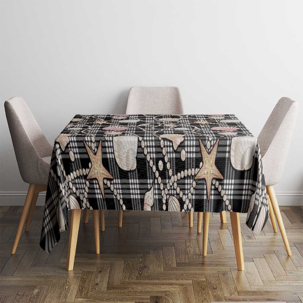 Hawaiian Ocean Seashells Tablecloth Black Palaka Pattern LT01 - Polynesian Pride