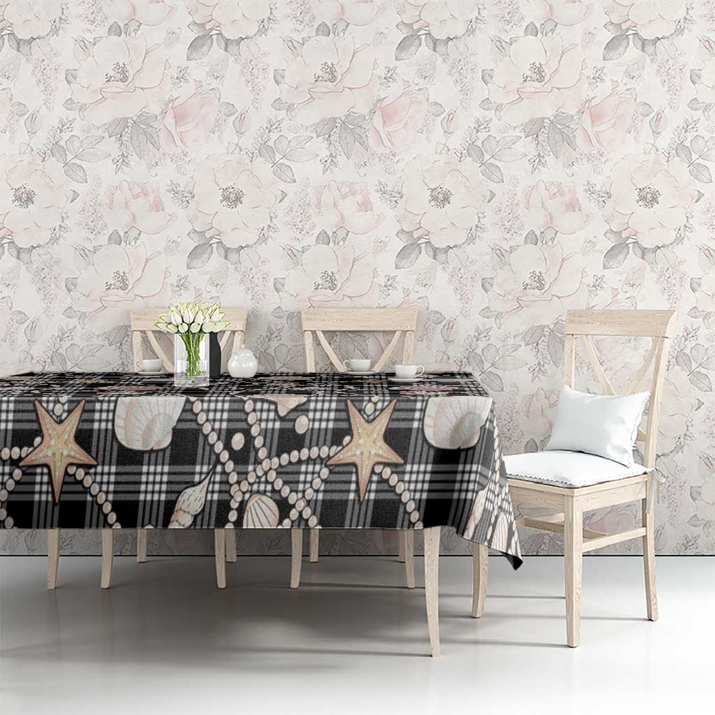 Hawaiian Ocean Seashells Tablecloth Black Palaka Pattern LT01 - Polynesian Pride