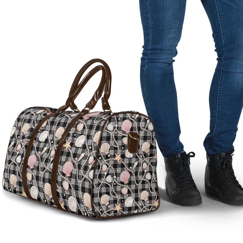 Hawaiian Ocean Seashells Travel Bag Black Palaka Pattern LT01 - Polynesian Pride
