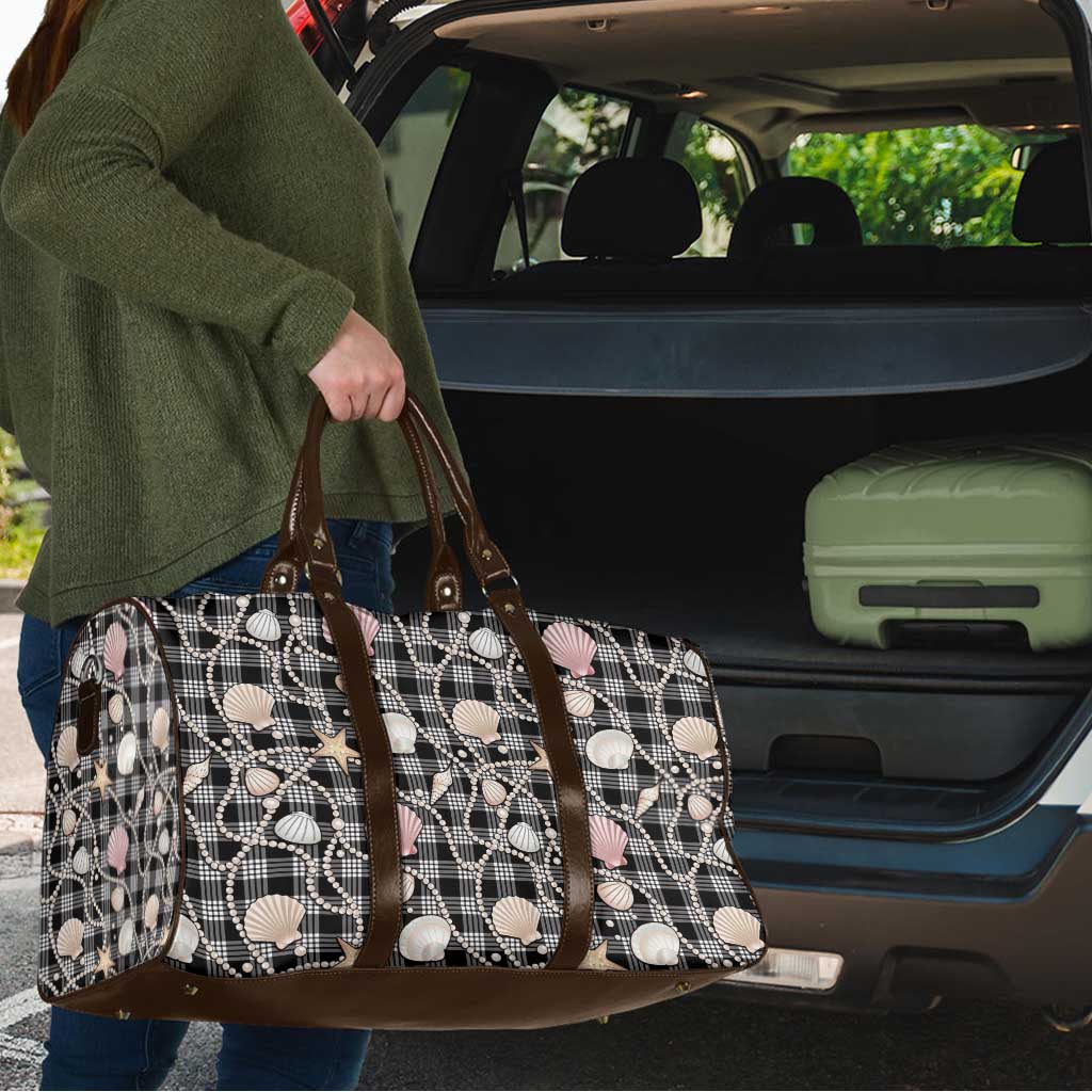 Hawaiian Ocean Seashells Travel Bag Black Palaka Pattern LT01 - Polynesian Pride