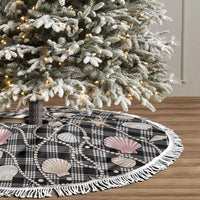 Hawaiian Ocean Seashells Tree Skirt Black Palaka Pattern LT01 - Polynesian Pride