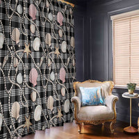Hawaiian Ocean Seashells Window Curtain Black Palaka Pattern LT01 - Polynesian Pride