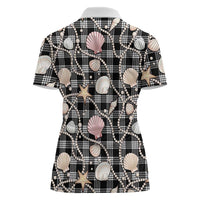 Hawaiian Ocean Seashells Women Polo Shirt Black Palaka Pattern LT01 - Polynesian Pride