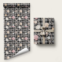 Hawaiian Ocean Seashells Wrapping Paper Black Palaka Pattern LT01 58" × 23" Black - Polynesian Pride