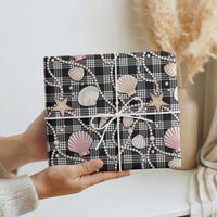 Hawaiian Ocean Seashells Wrapping Paper Black Palaka Pattern LT01 - Polynesian Pride