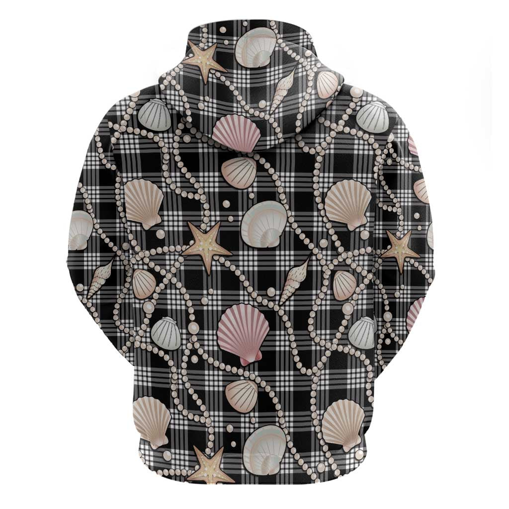 Hawaiian Ocean Seashells Zip Hoodie Black Palaka Pattern LT01 - Polynesian Pride