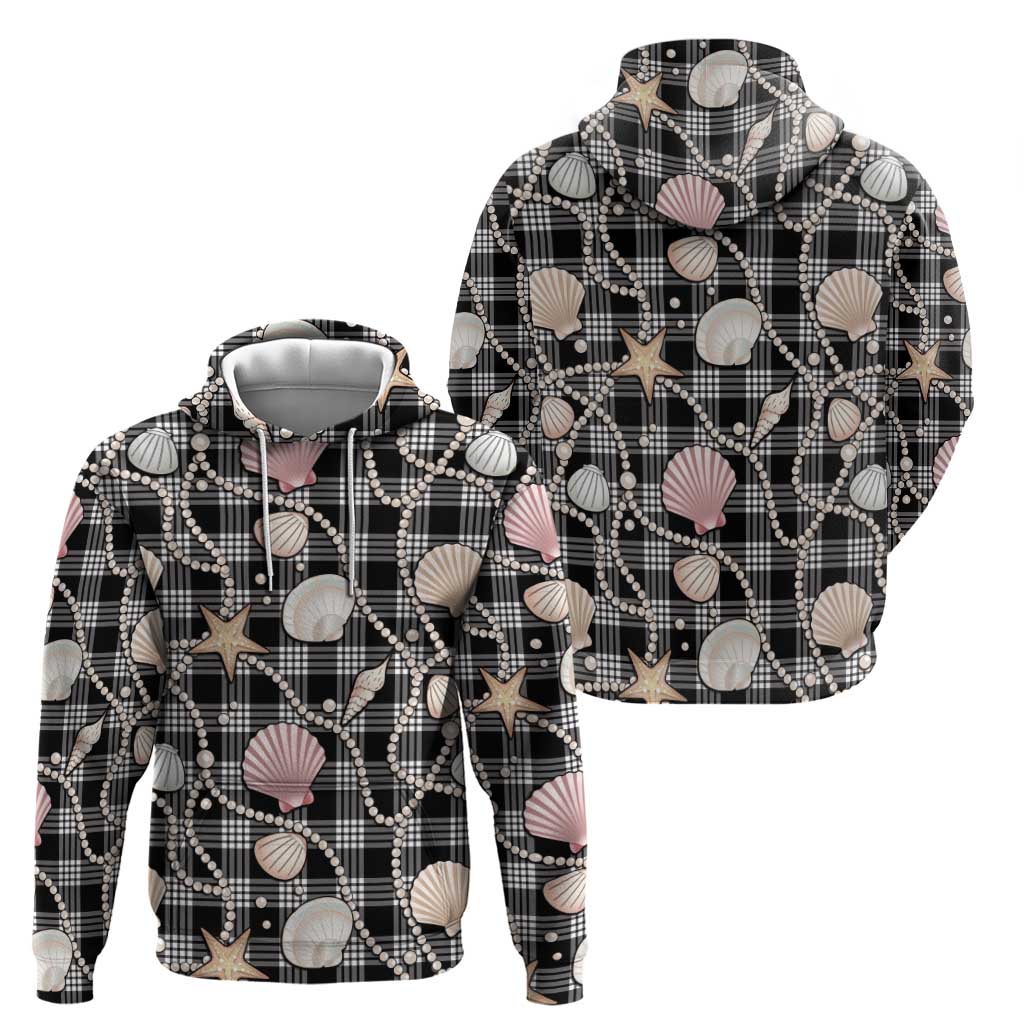 Hawaiian Ocean Seashells Zip Hoodie Black Palaka Pattern LT01 - Polynesian Pride