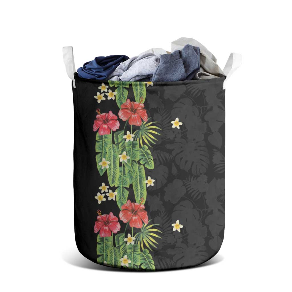 Hawaiian Hibiscus Plumeria Laundry Basket Tropical Leaves LT01 - Polynesian Pride