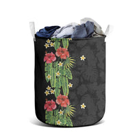 Hawaiian Hibiscus Plumeria Laundry Basket Tropical Leaves LT01 - Polynesian Pride