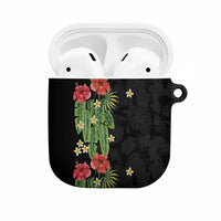 Hawaiian Hibiscus Plumeria AirPods Case Tropical Leaves LT01 Black - Polynesian Pride