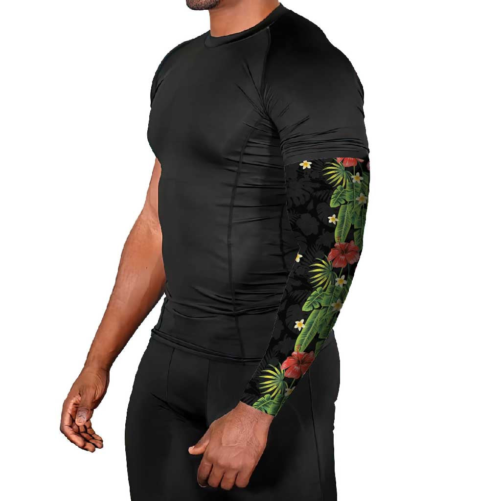 Hawaiian Hibiscus Plumeria Arm Sleeves Tropical Leaves LT01 - Polynesian Pride