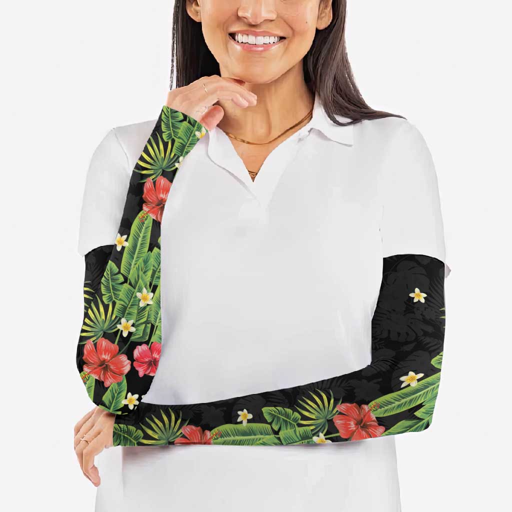 Hawaiian Hibiscus Plumeria Arm Sleeves Tropical Leaves LT01 - Polynesian Pride