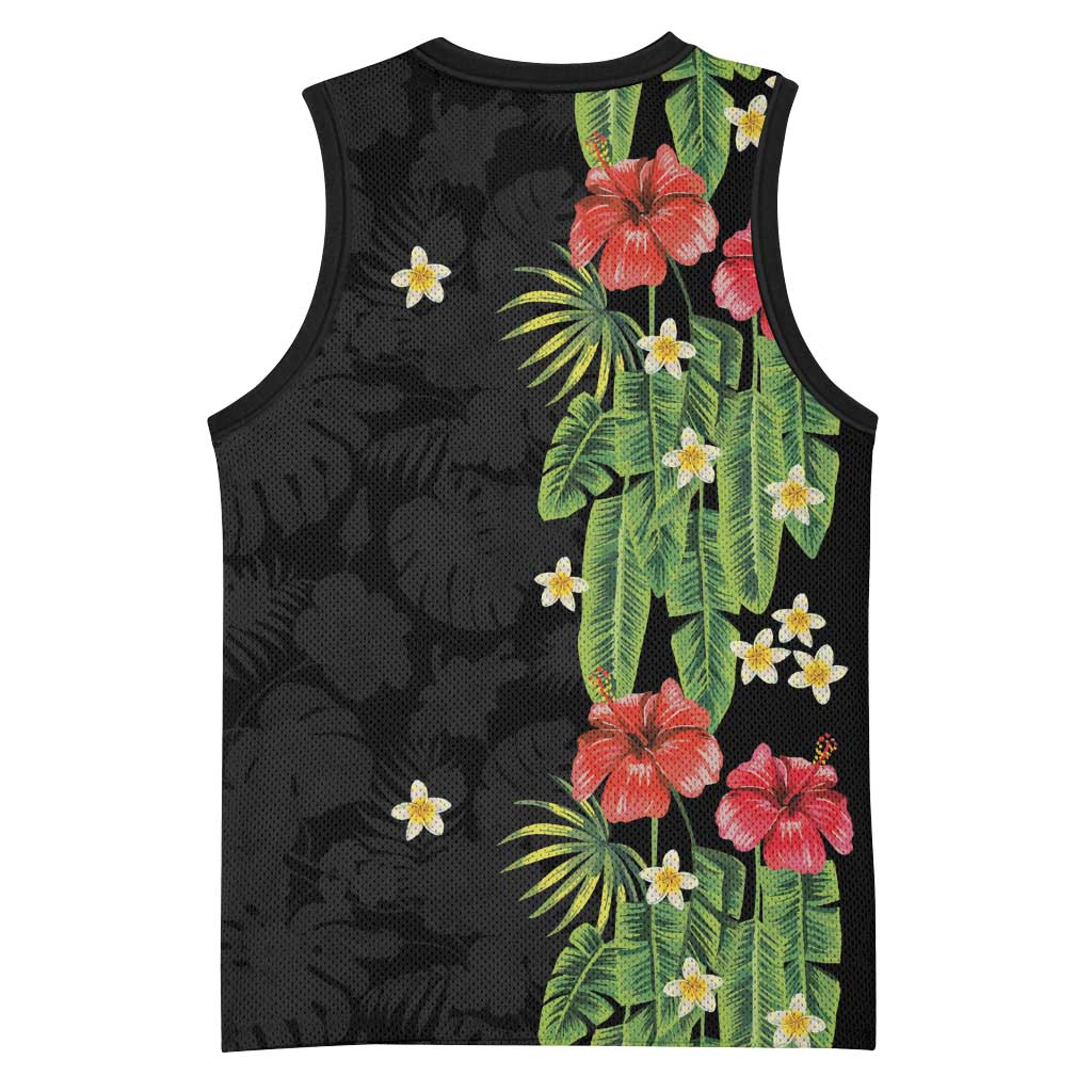 Hawaiian Hibiscus Plumeria Basketball Jersey Tropical Leaves
