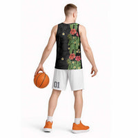 Hawaiian Hibiscus Plumeria Basketball Jersey Tropical Leaves