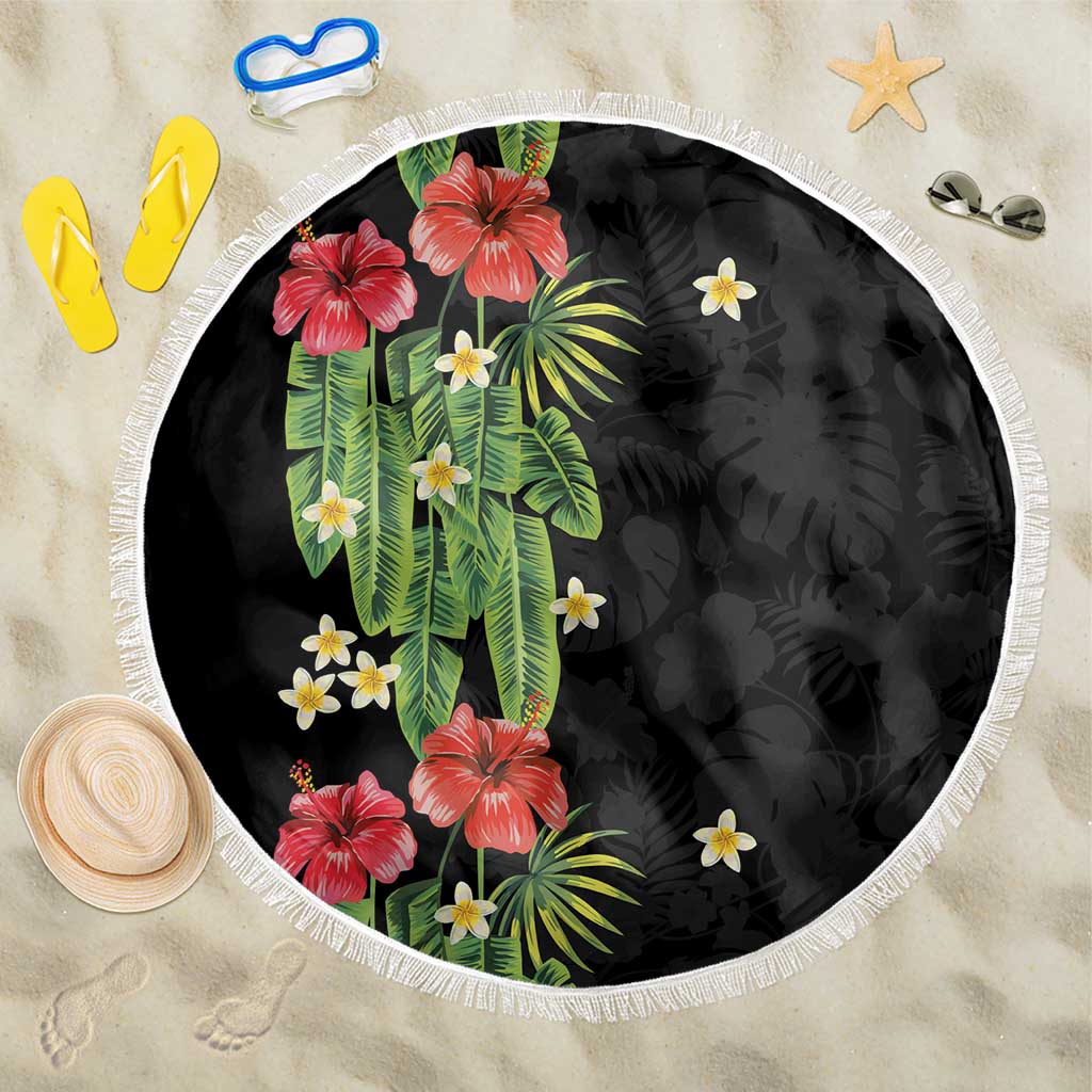 Hawaiian Hibiscus Plumeria Beach Blanket Tropical Leaves