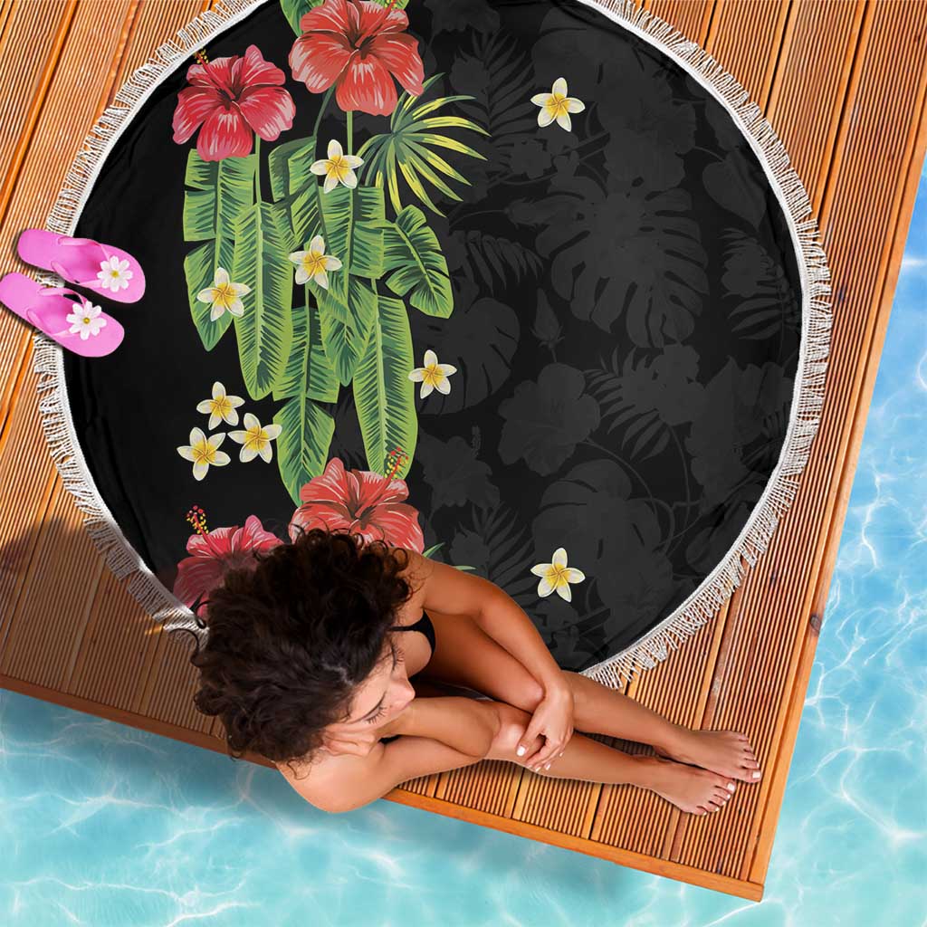 Hawaiian Hibiscus Plumeria Beach Blanket Tropical Leaves