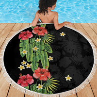 Hawaiian Hibiscus Plumeria Beach Blanket Tropical Leaves