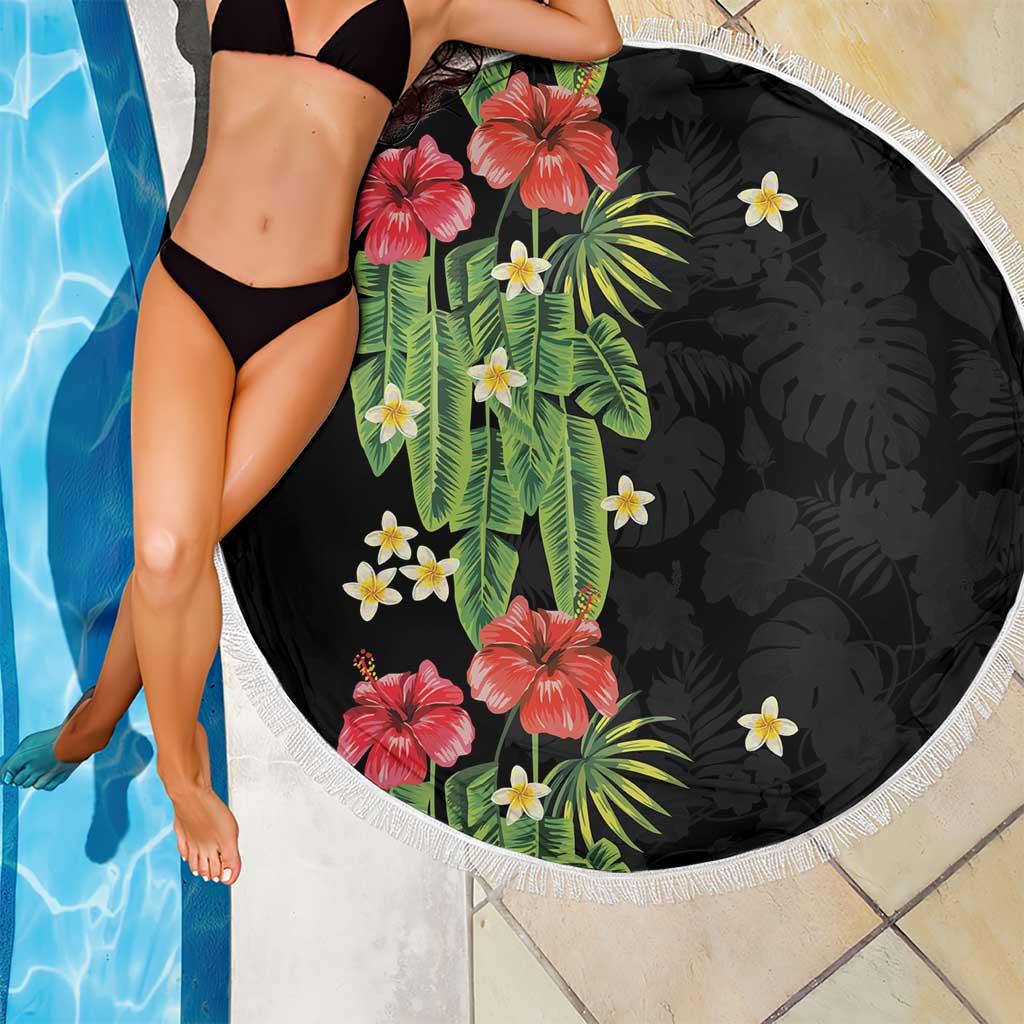 Hawaiian Hibiscus Plumeria Beach Blanket Tropical Leaves