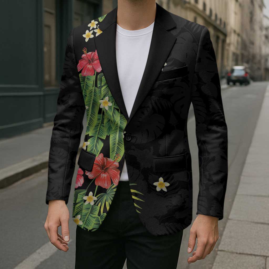 Hawaiian Hibiscus Plumeria Blazer Tropical Leaves LT01 - Polynesian Pride