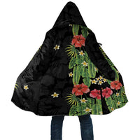 Hawaiian Hibiscus Plumeria Cloak Tropical Leaves LT01 Unisex Black - Polynesian Pride