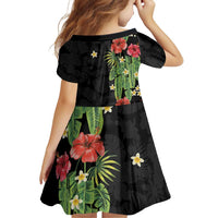 Hawaiian Hibiscus Plumeria Family Matching Long Sleeve Bodycon Dress and Hawaiian Shirt Tropical Leaves