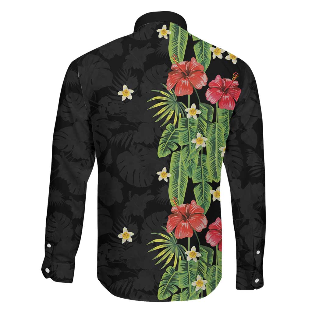 Hawaiian Hibiscus Plumeria Family Matching Mermaid Dress and Hawaiian Shirt Tropical Leaves
