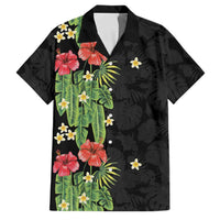 Hawaiian Hibiscus Plumeria Family Matching Tank Maxi Dress and Hawaiian Shirt Tropical Leaves