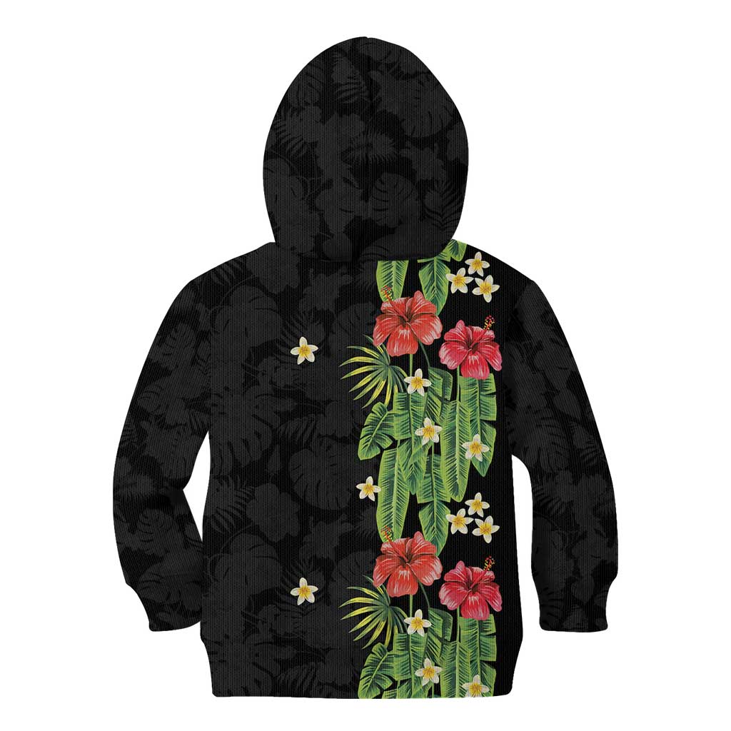 Hawaiian Hibiscus Plumeria Kid Hoodie Tropical Leaves LT01 - Polynesian Pride