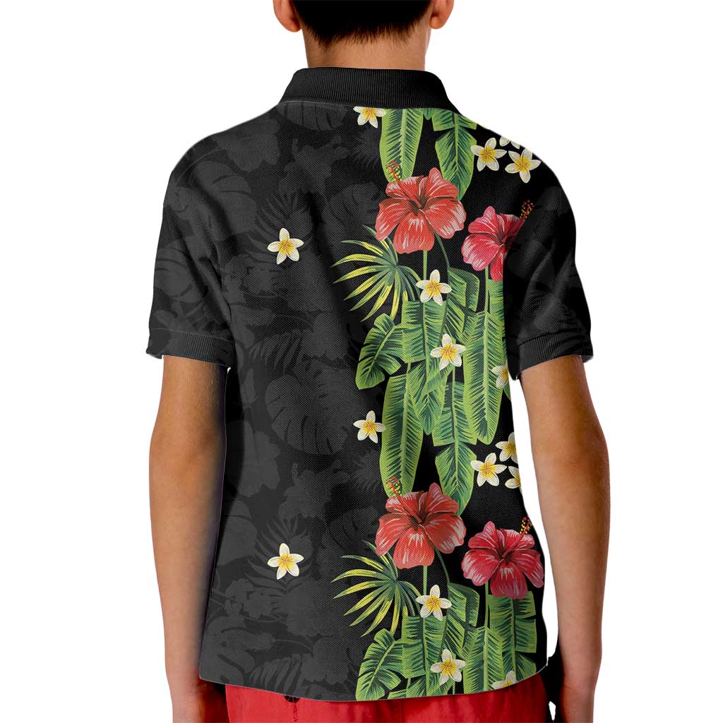 Hawaiian Hibiscus Plumeria Kid Polo Shirt Tropical Leaves LT01 - Polynesian Pride