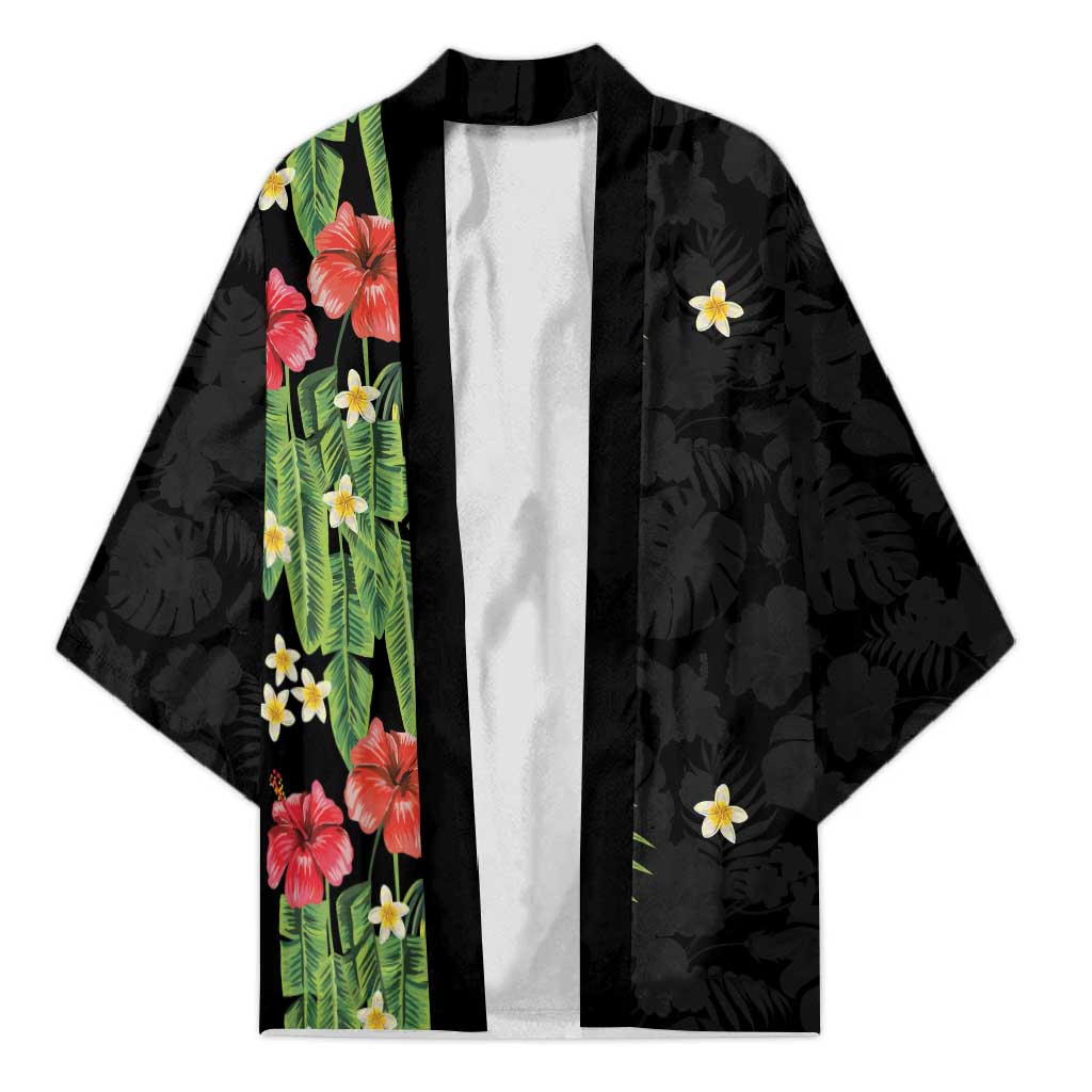 Hawaiian Hibiscus Plumeria Kimono Tropical Leaves